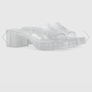 Gucci Plastique Logo Platform Slide Sandal plastic rubber transparent slides